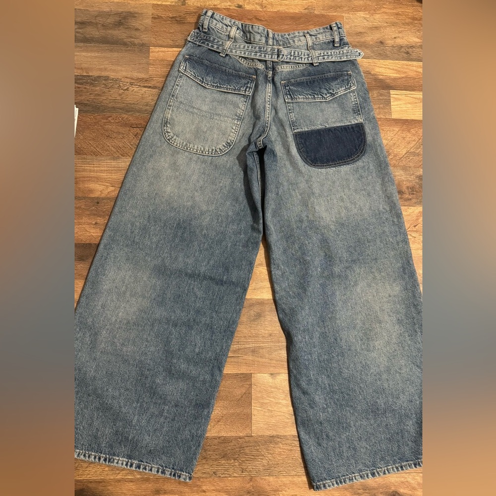 We The Free Blue Waterfall Baggy Wide-Leg Jeans Sz 28 - Picture 2 of 4
